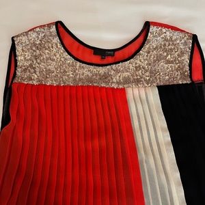 Vintage Next pleated muscle-tee-inspired flowy blouse with sequins